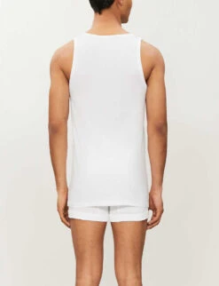 HANRO Cotton Superior Cotton-blend Vest Top 8 HANRO Cotton Superior Cotton-blend Vest Top -AllSain Clothing Shop 102 1000262 3087 WHITE ALT02