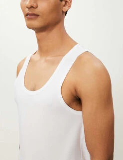 HANRO Cotton Superior Cotton-blend Vest Top 9 HANRO Cotton Superior Cotton-blend Vest Top -AllSain Clothing Shop 102 1000262 3087 WHITE ALT03