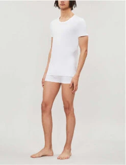 HANRO Cotton Superior Cotton-blend T-shirt 7 HANRO Cotton Superior Cotton-blend T-shirt -AllSain Clothing Shop 102 1000262 3088 WHITE ALT01