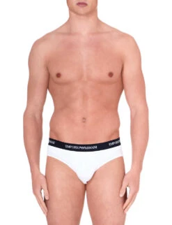 Emporio Armani Pack Of Two Logo Slim-fit Cotton Briefs 11 Emporio Armani Pack Of Two Logo Slim-fit Cotton Briefs -AllSain Clothing Shop 102 3002168 CC71711132110410 WHITENAVY ALT04