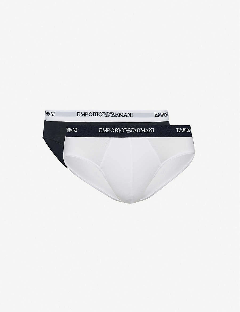 Emporio Armani Pack Of Two Logo Slim-fit Cotton Briefs 1 Emporio Armani Pack Of Two Logo Slim-fit Cotton Briefs