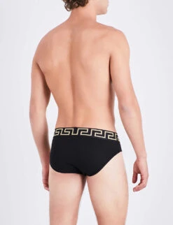 Versace Iconic Slim-fit Stretch-cotton Briefs 6 Versace Iconic Slim-fit Stretch-cotton Briefs -AllSain Clothing Shop 102 3004038 AU10027AC00059 BLACKGOLD ALT02