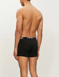 Emporio Armani Pack Of Two Logo-detail Regular-fit Stretch-cotton Boxers -AllSain Clothing Shop 102 3004825 CC71511128407320 BLACK ALT01
