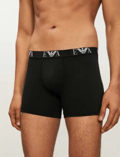 Emporio Armani Pack Of Two Logo-detail Regular-fit Stretch-cotton Boxers -AllSain Clothing Shop 102 3004825 CC71511128407320 BLACK ALT02