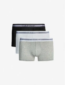 Calvin Klein Classic Logo-detail Classic-fit Pack Of Three Cotton Trunks