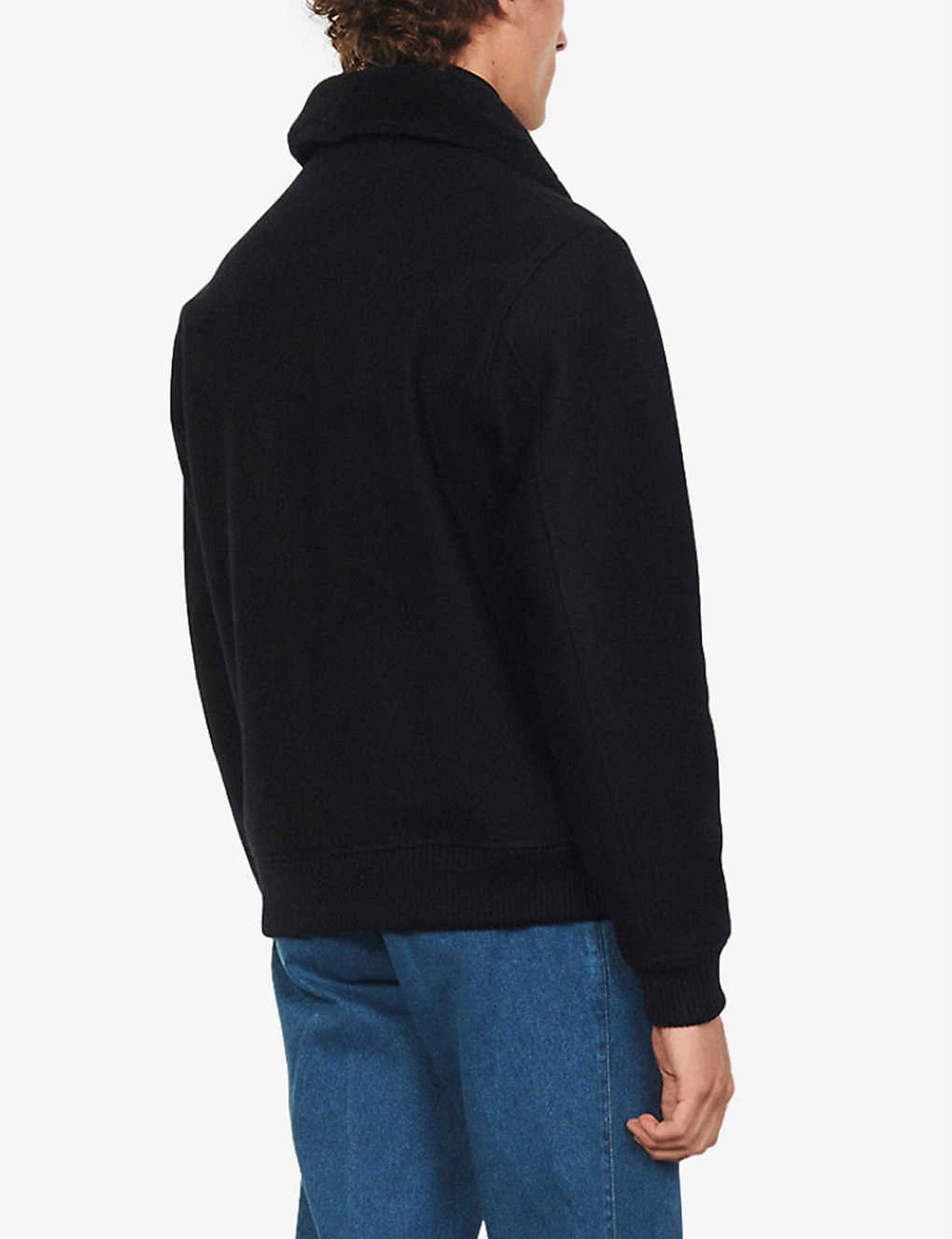 Sandro Aviator Zip-through Shearling Wool-blend Jacket 5 Sandro Aviator Zip-through Shearling Wool-blend Jacket - Image 5