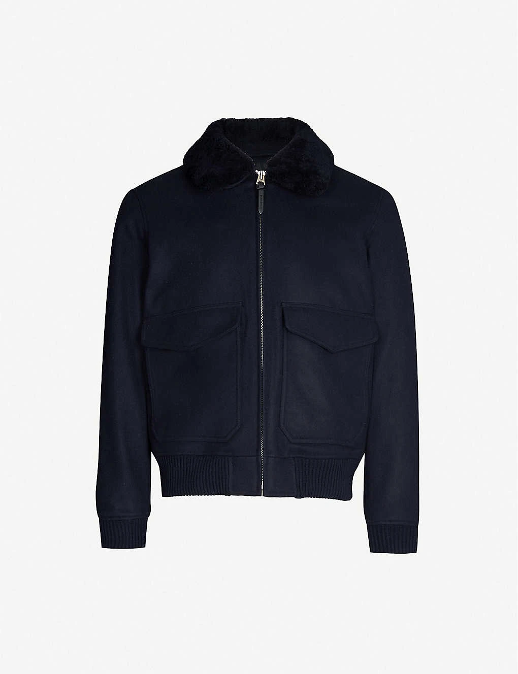 Sandro Aviator Zip-through Shearling Wool-blend Jacket 1 Sandro Aviator Zip-through Shearling Wool-blend Jacket