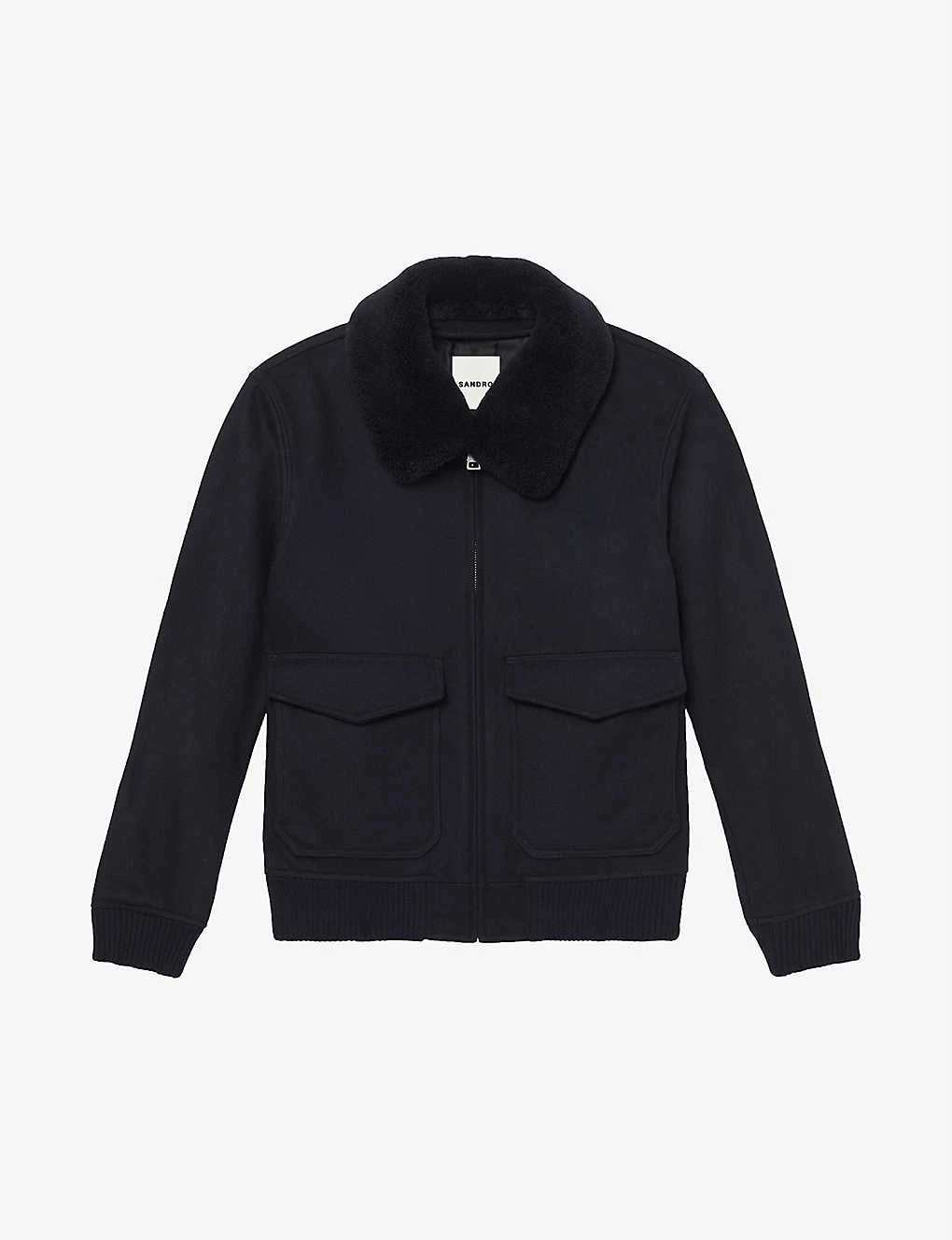Sandro Aviator Zip-through Shearling Wool-blend Jacket 2 Sandro Aviator Zip-through Shearling Wool-blend Jacket - Image 2