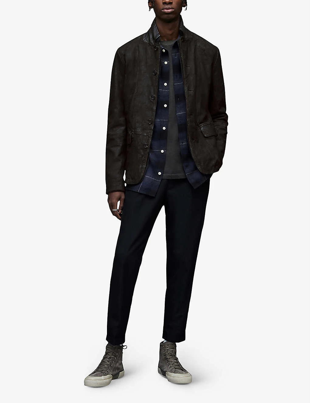 AllSaints Survey Brushed-leather Blazer 3 AllSaints Survey Brushed-leather Blazer - Image 3