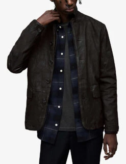 AllSaints Survey Brushed-leather Blazer 9 AllSaints Survey Brushed-leather Blazer -AllSain Clothing Shop 948 10136 ML051D ANTHRACITEGRE ALT02