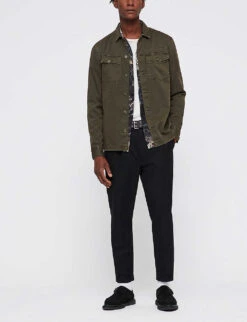 AllSaints Spotter Slim-fit Cotton-twill Shirt 7 AllSaints Spotter Slim-fit Cotton-twill Shirt -AllSain Clothing Shop 948 10136 MS050P CARGOGREEN ALT01