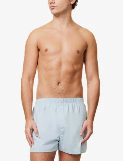 Sunspel Classic Cotton Boxer Shorts 6 Sunspel Classic Cotton Boxer Shorts -AllSain Clothing Shop R00053503 BLUE ALT01