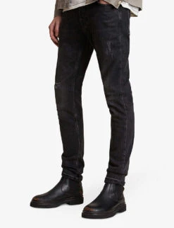 AllSaints Rex Slim-fit Straight-leg Stretch Cotton-blend Jeans -AllSain Clothing Shop R00113395 WASHEDBLACK ALT02