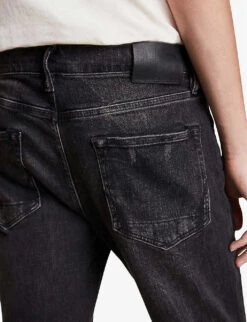 AllSaints Rex Slim-fit Straight-leg Stretch Cotton-blend Jeans -AllSain Clothing Shop R00113395 WASHEDBLACK ALT05