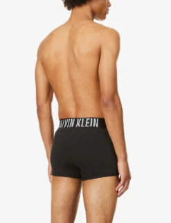 Calvin Klein Pack Of Two Brand-print Stretch-cotton Trunks -AllSain Clothing Shop R03653226 BLACK ALT02