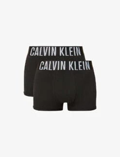 Calvin Klein Pack Of Two Brand-print Stretch-cotton Trunks
