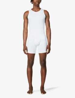 Spanx Sculpt Regular-fit Stretch-cotton Tank Top 6 Spanx Sculpt Regular-fit Stretch-cotton Tank Top -AllSain Clothing Shop R03699073 WHITE ALT01