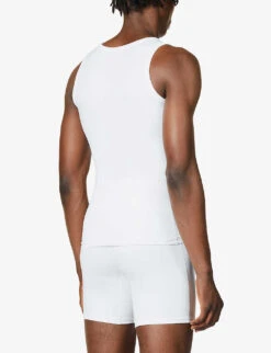Spanx Sculpt Regular-fit Stretch-cotton Tank Top 8 Spanx Sculpt Regular-fit Stretch-cotton Tank Top -AllSain Clothing Shop R03699073 WHITE ALT03