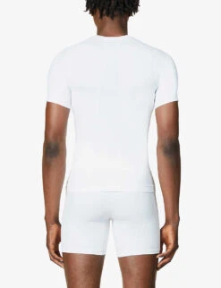 Spanx Ultra-Sculpt Seamless Crewneck Stretch-jersey T-shirt -AllSain Clothing Shop R03699086 WHITE ALT03