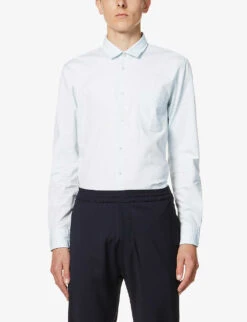 Boss Stripe-print Long-sleeved Cotton Shirt -AllSain Clothing Shop R03750959 WHITE ALT02