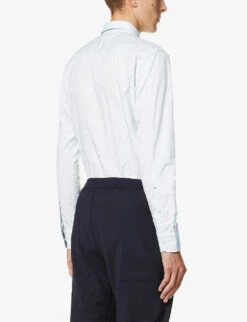 Boss Stripe-print Long-sleeved Cotton Shirt -AllSain Clothing Shop R03750959 WHITE ALT03