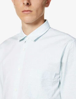 Boss Stripe-print Long-sleeved Cotton Shirt -AllSain Clothing Shop R03750959 WHITE ALT04