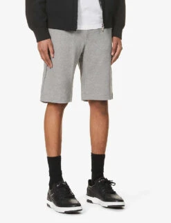 Zebra Graphic-embroidered Organic-cotton Shorts -AllSain Clothing Shop R03757677 GREYMELANGE ALT02