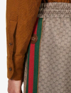 Gucci Bermuda Branded Jersey Shorts -AllSain Clothing Shop R03765506 BROWNEBONYMC ALT04