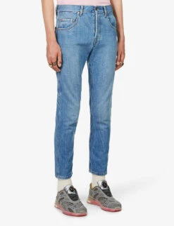 Gucci Tapered Faded-wash Denim Jeans -AllSain Clothing Shop R03765516 LIGHTBLUEMIX ALT02