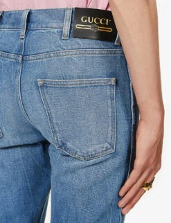 Gucci Tapered Faded-wash Denim Jeans -AllSain Clothing Shop R03765516 LIGHTBLUEMIX ALT05