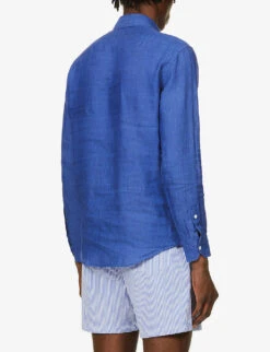 Antonio Regular-fit Cutaway-collar Linen Shirt -AllSain Clothing Shop R03766975 NAVY ALT03