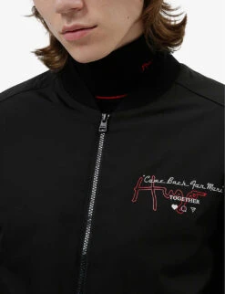 Hugo Snake-and-logo-print Recycled Polyester-blend Bomber Jacket -AllSain Clothing Shop R03788598 BLACK ALT03