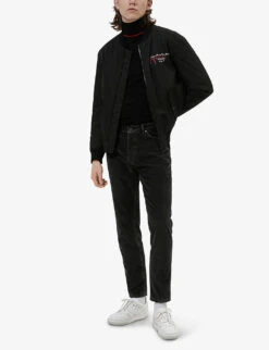 Hugo Snake-and-logo-print Recycled Polyester-blend Bomber Jacket -AllSain Clothing Shop R03788598 BLACK ALT04