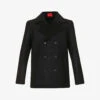 Hugo Double-breasted Tailored Shearling-collar Woven Coat