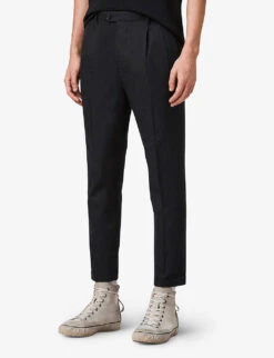 AllSaints Tallis Slim-fit Cropped Cotton-blend Trousers 7 AllSaints Tallis Slim-fit Cropped Cotton-blend Trousers -AllSain Clothing Shop R03792846 CHARCOAL ALT02
