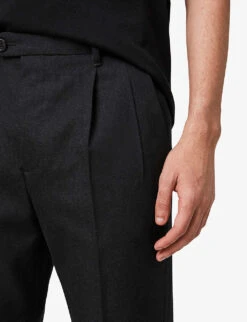 AllSaints Tallis Slim-fit Cropped Cotton-blend Trousers 9 AllSaints Tallis Slim-fit Cropped Cotton-blend Trousers -AllSain Clothing Shop R03792846 CHARCOAL ALT04