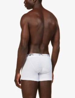 Emporio Armani Pack Of Two Logo-embellished Stretch-cotton Boxers -AllSain Clothing Shop R03804554 BIANCOBIANCO ALT02