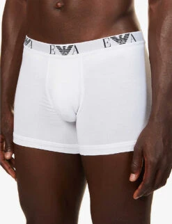 Emporio Armani Pack Of Two Logo-embellished Stretch-cotton Boxers -AllSain Clothing Shop R03804554 BIANCOBIANCO ALT03