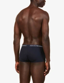 Emporio Armani Logo-print Stretch-cotton Trunks Pack Of Three -AllSain Clothing Shop R03804556 MARINEGRGMELNERO ALT02