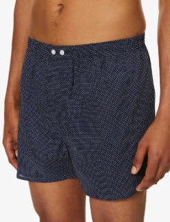 Plaza Polka Dot-pattern Classic-fit Cotton Boxer Briefs -AllSain Clothing Shop R03805081 NAVY ALT03