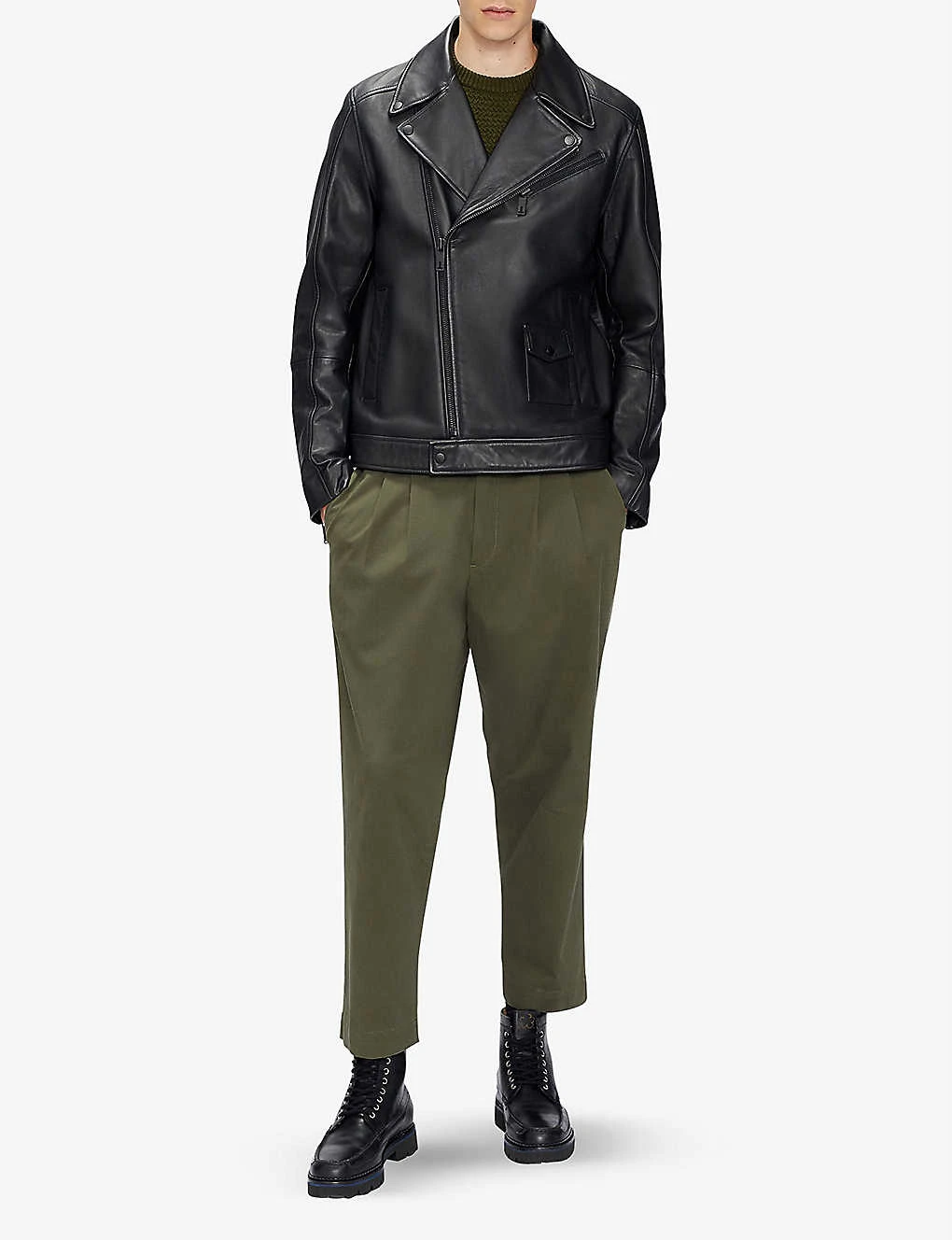 Ted Baker Carve Oversized Leather Biker Jacket 2 Ted Baker Carve Oversized Leather Biker Jacket - Image 2