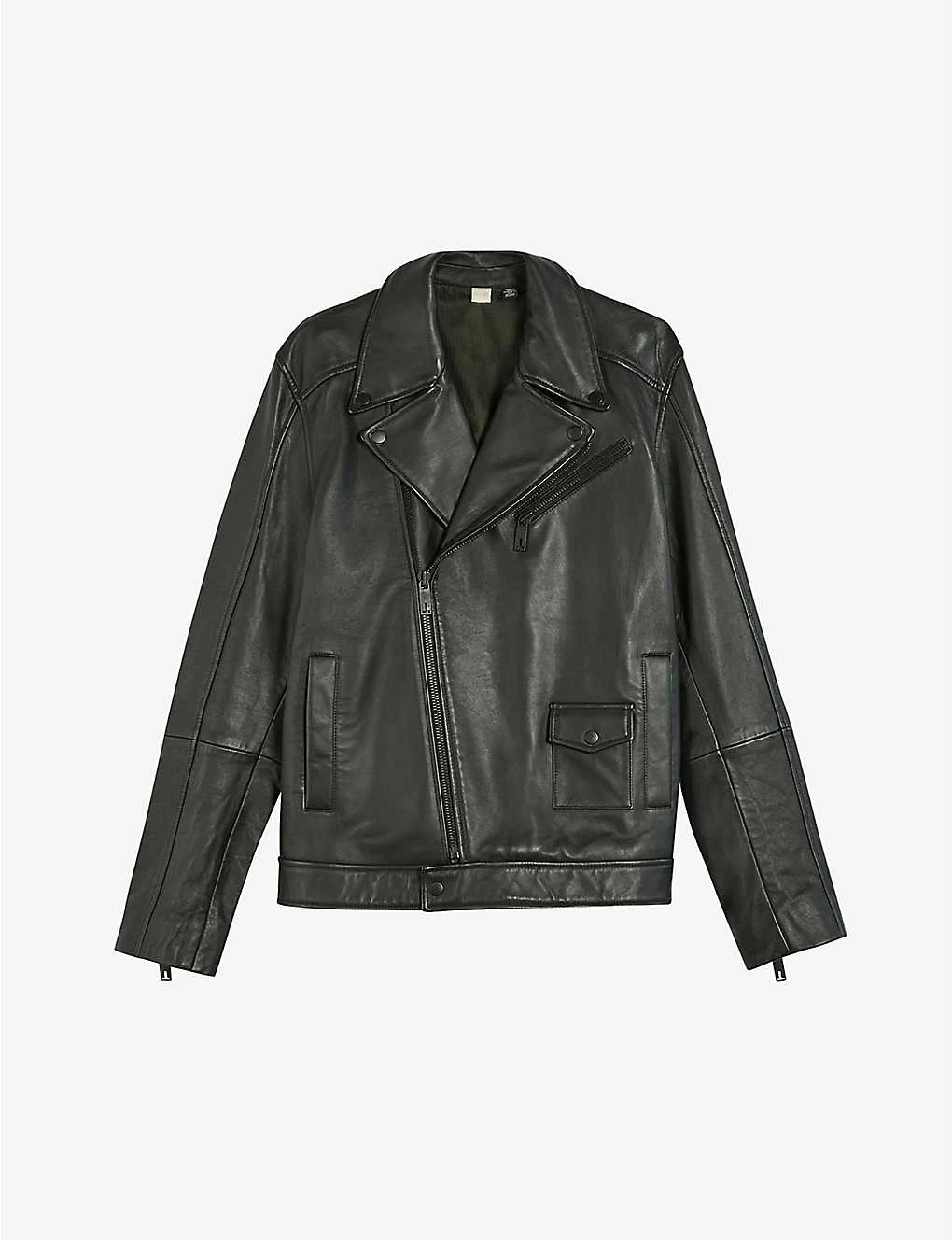 Ted Baker Carve Oversized Leather Biker Jacket 1 Ted Baker Carve Oversized Leather Biker Jacket
