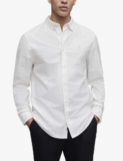 AllSaints Hermosa Logo-embroidered Relaxed-fit Cotton Shirt 7 AllSaints Hermosa Logo-embroidered Relaxed-fit Cotton Shirt -AllSain Clothing Shop R03852450 WHITE ALT02