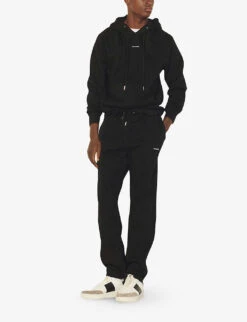 Sandro Logo-embroidered Cotton-jersey Jogging Bottoms -AllSain Clothing Shop R03864642 NOIRGRIS ALT02