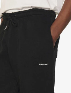 Sandro Logo-embroidered Cotton-jersey Jogging Bottoms -AllSain Clothing Shop R03864642 NOIRGRIS ALT04