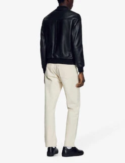 Sandro Monaco Zip-up Leather Bomber Jacket -AllSain Clothing Shop R03878187 NOIRGRIS ALT03