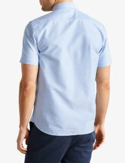 Ted Baker Capsho Short-sleeve Cotton-blend Oxford Shirt -AllSain Clothing Shop R03899959 BLUE ALT03