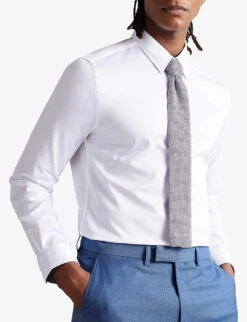 Ted Baker Holmes Slim-fit Cotton Shirt -AllSain Clothing Shop R03900998 WHITE ALT02
