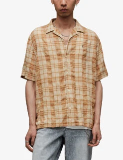 AllSaints Lindenwood Check Woven Shirt -AllSain Clothing Shop R03901261 FADEDTAUPE ALT02