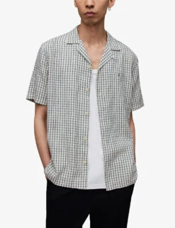 AllSaints Woodrow Check-pattern Short-sleeve Shirt -AllSain Clothing Shop R03901283 OFFWHITE ALT02